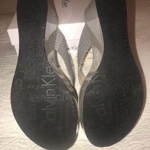 Brand new (in box) Calvin Klein grey wedge sandals